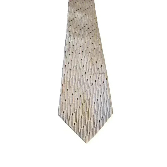 Perry Ellis Portfolio Mens Classic Formal Business Geometric Print Tie Silver - Picture 1 of 12